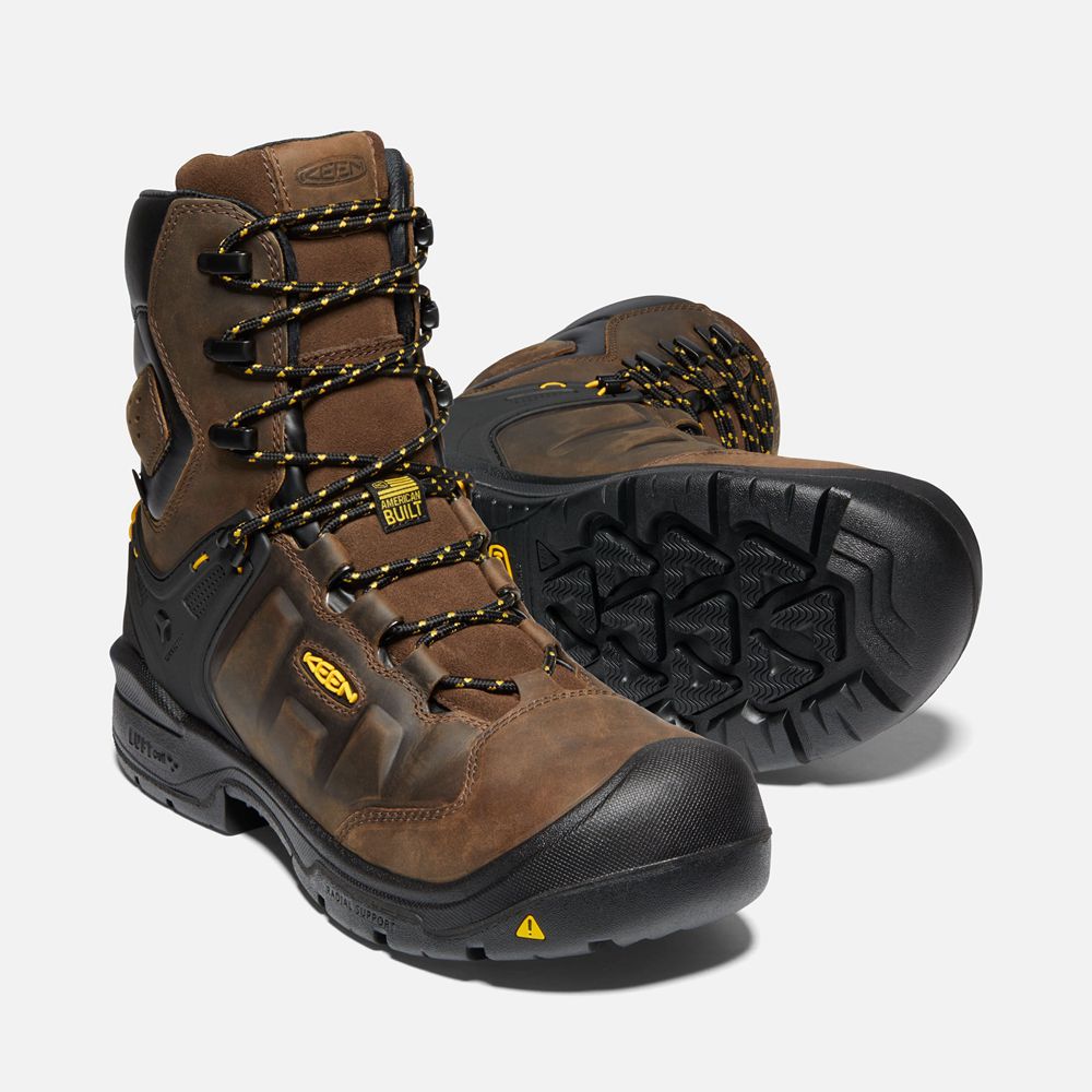 Botas de Trabajo Keen Mexico Marrom - Hombre Dover 8\" Waterproof (Carbon-Fiber Toe) - HN7058231